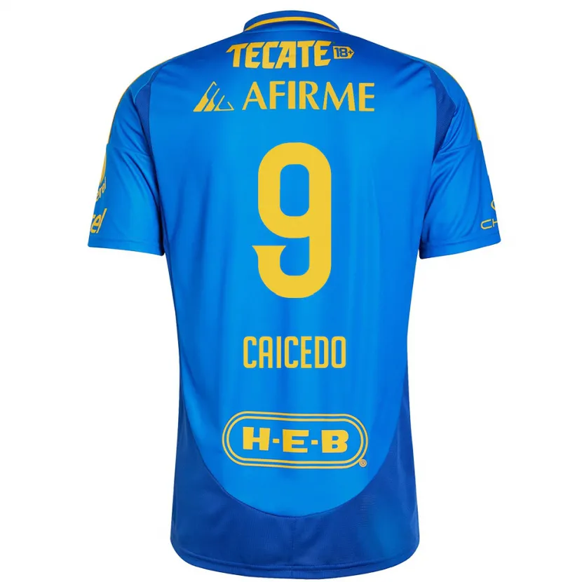 Danxen Uomo Maglia Jordy Caicedo #9 Blu Giallo Kit Gara Away 2024/25 Maglietta