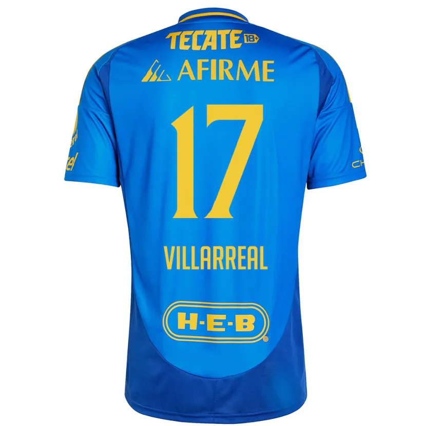 Danxen Uomo Maglia Natalia Villarreal #17 Blu Giallo Kit Gara Away 2024/25 Maglietta