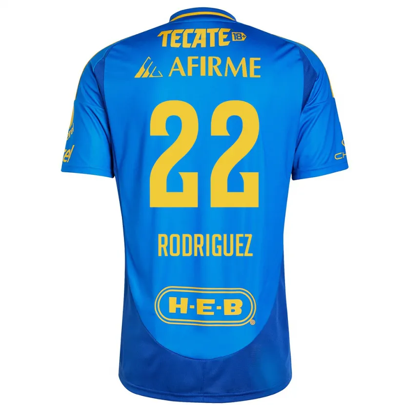 Danxen Uomo Maglia Anika Rodriguez #22 Blu Giallo Kit Gara Away 2024/25 Maglietta