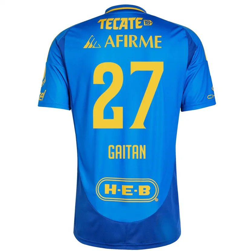 Danxen Uomo Maglia Natalia Gaitan #27 Blu Giallo Kit Gara Away 2024/25 Maglietta
