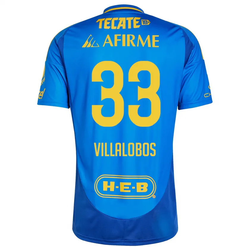 Danxen Uomo Maglia Vania Villalobos #33 Blu Giallo Kit Gara Away 2024/25 Maglietta
