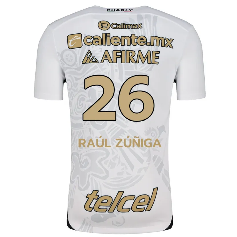 Danxen Uomo Maglia José Raúl Zúñiga #26 Bianco Nero Kit Gara Away 2024/25 Maglietta
