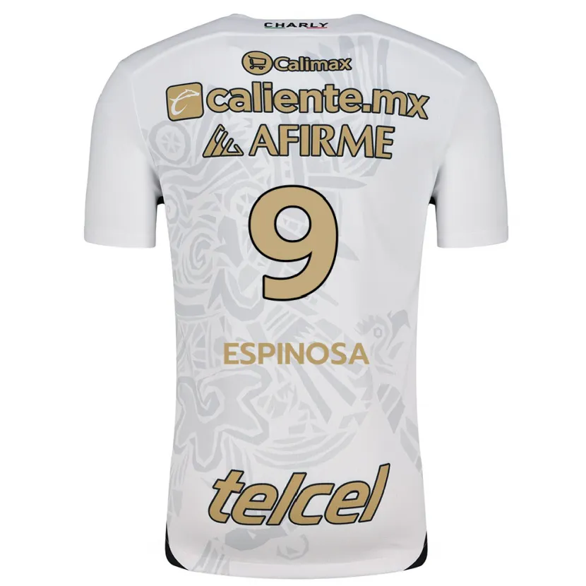 Danxen Uomo Maglia Daniela Espinosa #9 Bianco Nero Kit Gara Away 2024/25 Maglietta
