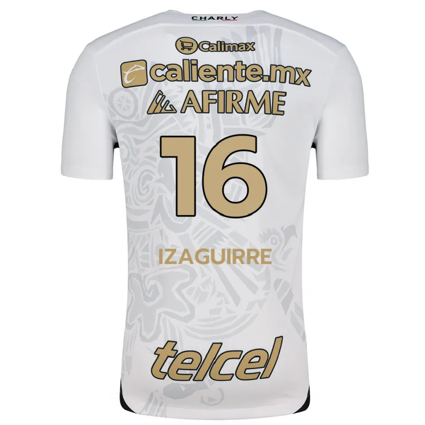 Danxen Uomo Maglia Estefanía Izaguirre #16 Bianco Nero Kit Gara Away 2024/25 Maglietta