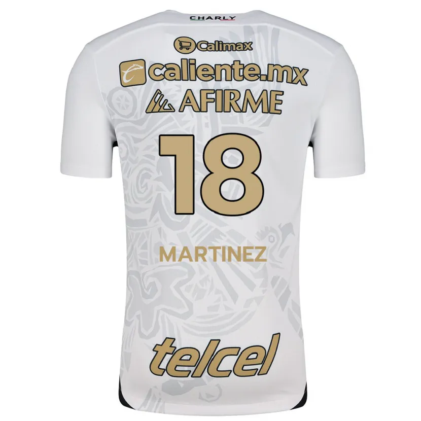 Danxen Uomo Maglia Natividad Martínez #18 Bianco Nero Kit Gara Away 2024/25 Maglietta