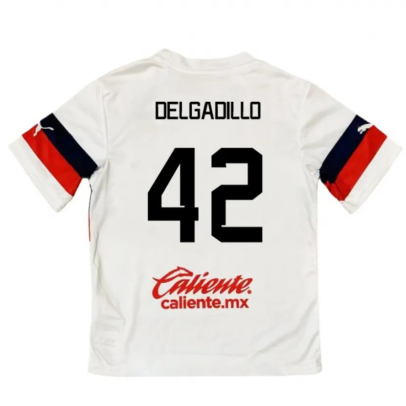 Danxen Uomo Maglia Diego Delgadillo #42 Bianco Rosso Kit Gara Away 2024/25 Maglietta