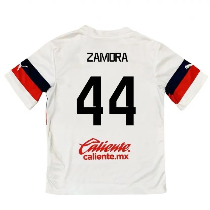 Danxen Uomo Maglia Saúl Zamora #44 Bianco Rosso Kit Gara Away 2024/25 Maglietta