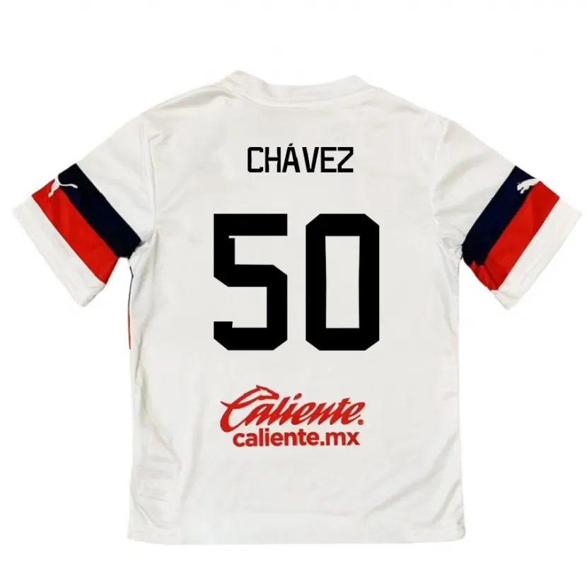 Danxen Uomo Maglia Mateo Chávez #50 Bianco Rosso Kit Gara Away 2024/25 Maglietta