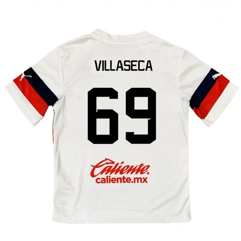 Danxen Uomo Maglia Daniel Villaseca #69 Bianco Rosso Kit Gara Away 2024/25 Maglietta
