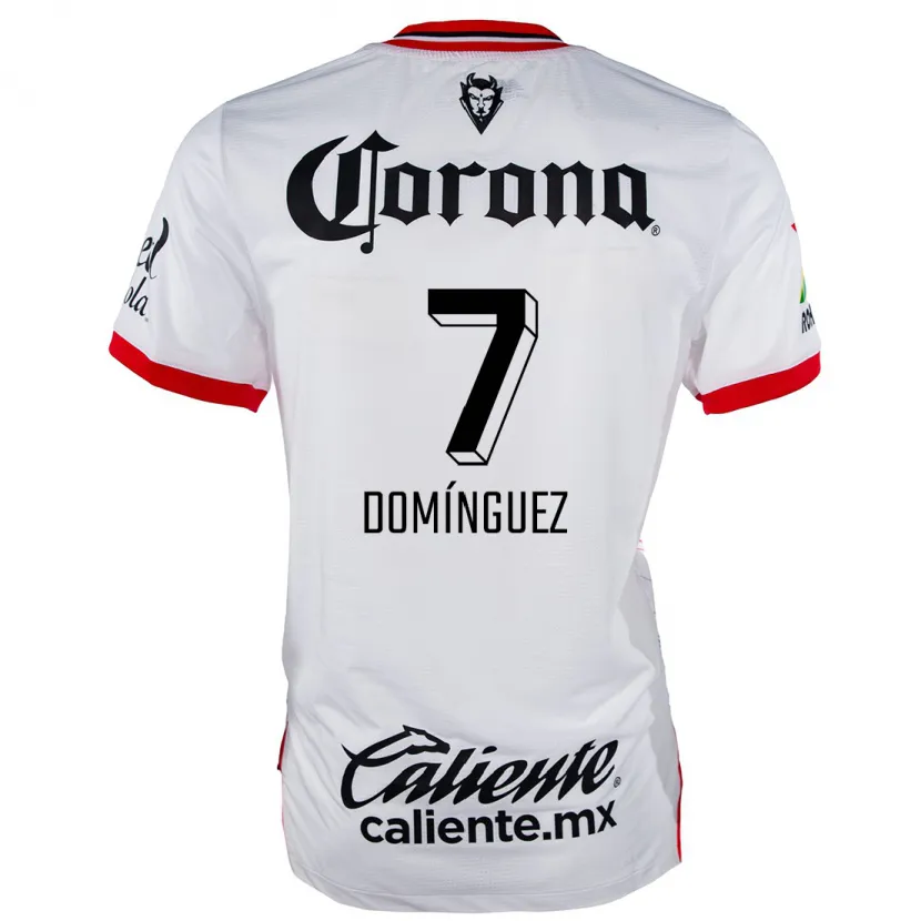 Danxen Uomo Maglia Juan Domínguez #7 Bianco Rosso Kit Gara Away 2024/25 Maglietta