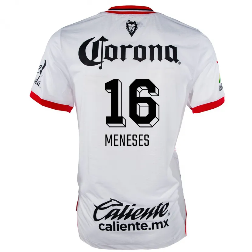 Danxen Uomo Maglia Jean Meneses #16 Bianco Rosso Kit Gara Away 2024/25 Maglietta