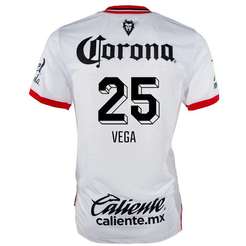 Danxen Uomo Maglia Alexis Vega #25 Bianco Rosso Kit Gara Away 2024/25 Maglietta