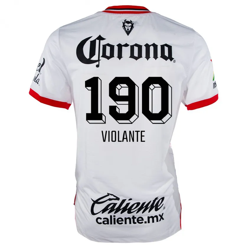 Danxen Uomo Maglia Isaías Violante #190 Bianco Rosso Kit Gara Away 2024/25 Maglietta