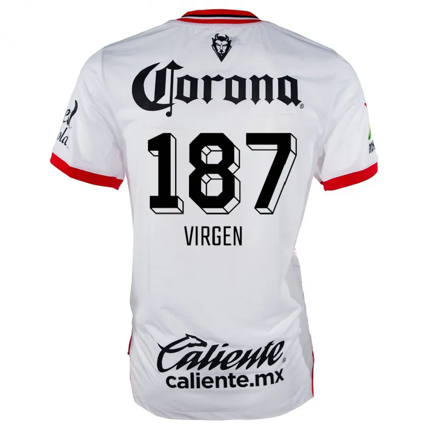 Danxen Uomo Maglia Oswaldo Virgen #187 Bianco Rosso Kit Gara Away 2024/25 Maglietta
