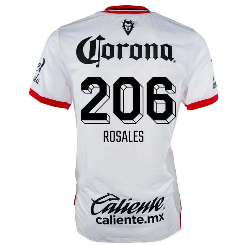 Danxen Uomo Maglia Santiago Rosales #206 Bianco Rosso Kit Gara Away 2024/25 Maglietta