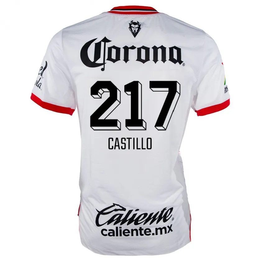 Danxen Uomo Maglia Klever Castillo #217 Bianco Rosso Kit Gara Away 2024/25 Maglietta