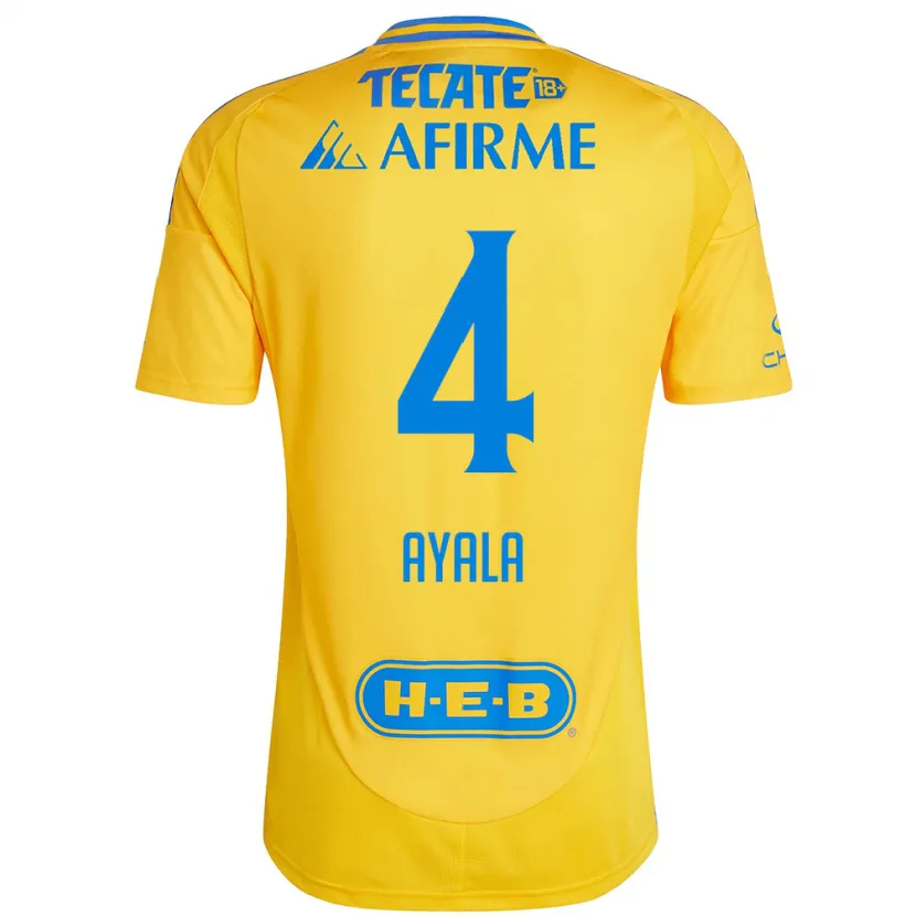 Danxen Donna Maglia Hugo Ayala #4 Oro Giallo Kit Gara Home 2024/25 Maglietta
