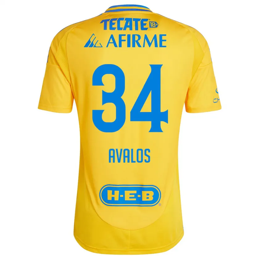 Danxen Donna Maglia Erick Avalos #34 Oro Giallo Kit Gara Home 2024/25 Maglietta
