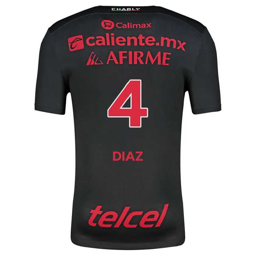Danxen Donna Maglia Nicolás Díaz #4 Nero Rosso Kit Gara Home 2024/25 Maglietta