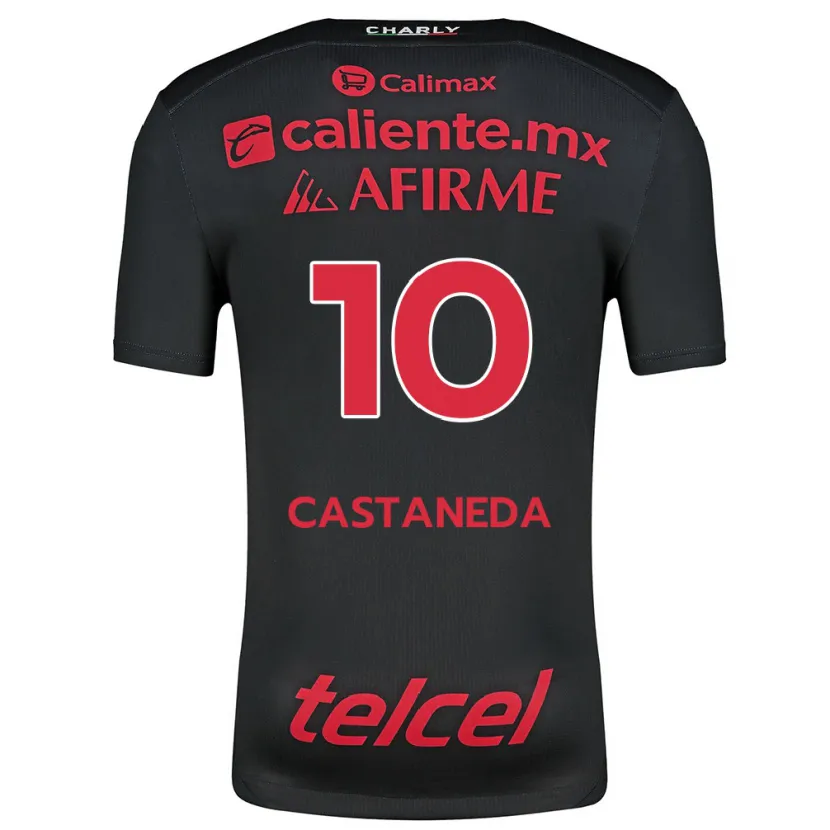 Danxen Donna Maglia Kevin Castañeda #10 Nero Rosso Kit Gara Home 2024/25 Maglietta