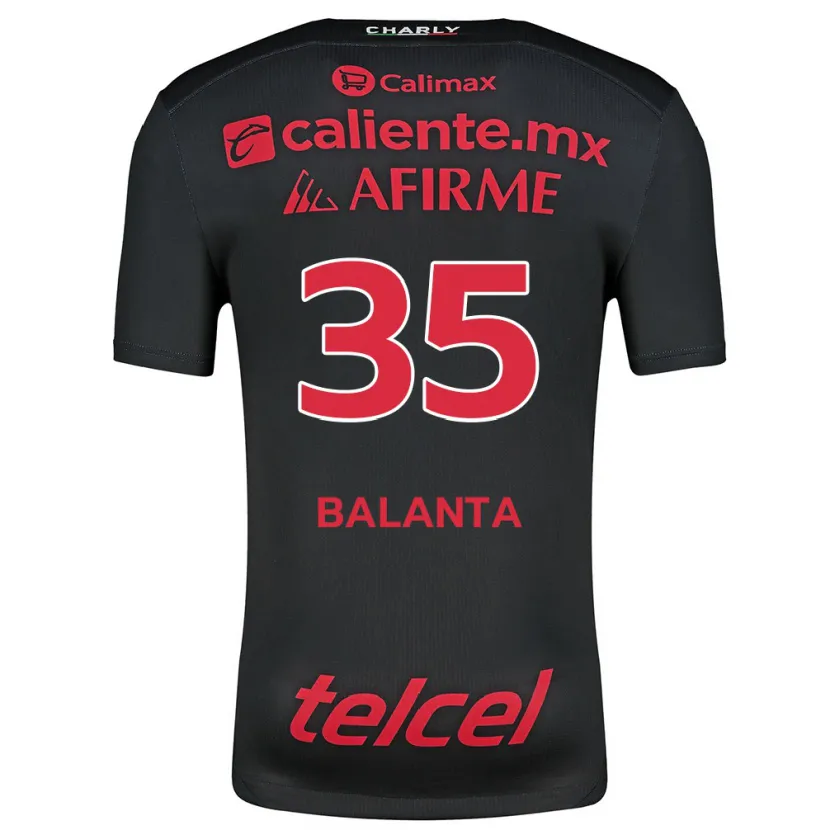 Danxen Donna Maglia Kevin Balanta #35 Nero Rosso Kit Gara Home 2024/25 Maglietta