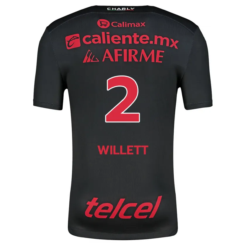 Danxen Donna Maglia Adyson Willett #2 Nero Rosso Kit Gara Home 2024/25 Maglietta