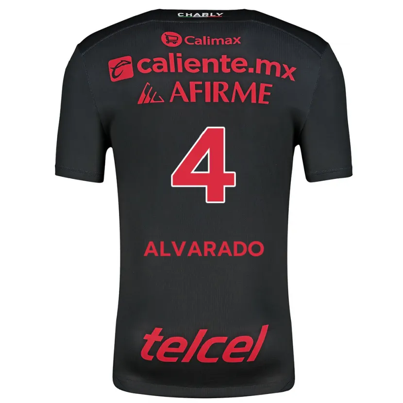 Danxen Donna Maglia Mónica Alvarado #4 Nero Rosso Kit Gara Home 2024/25 Maglietta