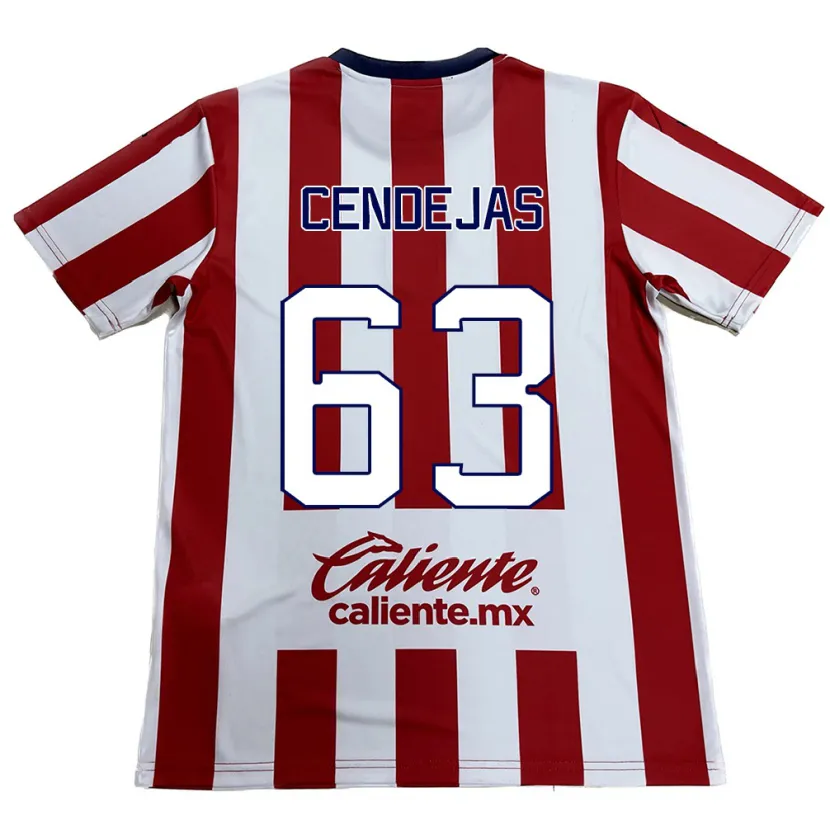 Danxen Donna Maglia Matías Cendejas #63 Rosso Bianco Kit Gara Home 2024/25 Maglietta