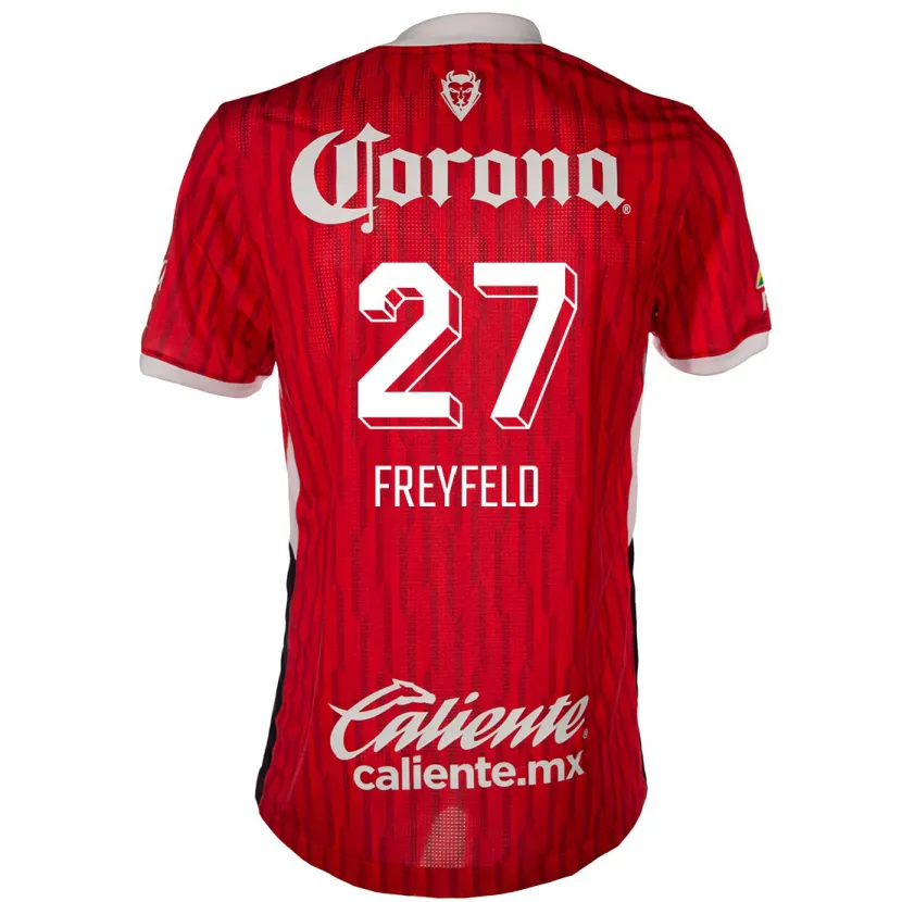 Danxen Donna Maglia Emiliano Freyfeld #27 Rosso Bianco Kit Gara Home 2024/25 Maglietta