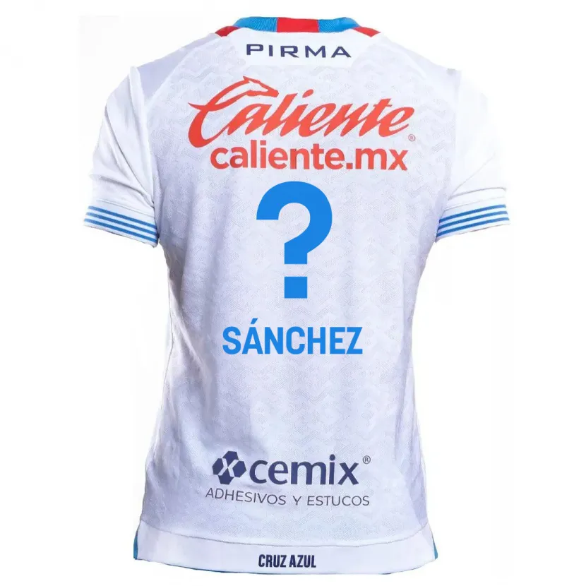 Danxen Donna Maglia Jorge Sánchez #0 Bianco Blu Kit Gara Away 2024/25 Maglietta