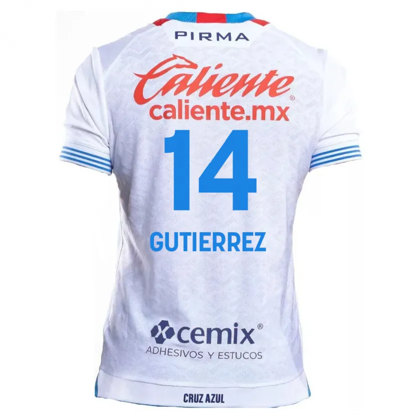 Danxen Donna Maglia Alexis Gutiérrez #14 Bianco Blu Kit Gara Away 2024/25 Maglietta