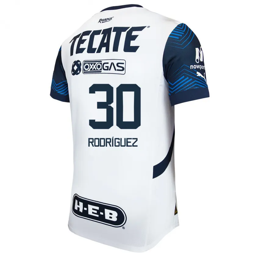 Danxen Donna Maglia Jorge Rodríguez #30 Bianco Blu Kit Gara Away 2024/25 Maglietta