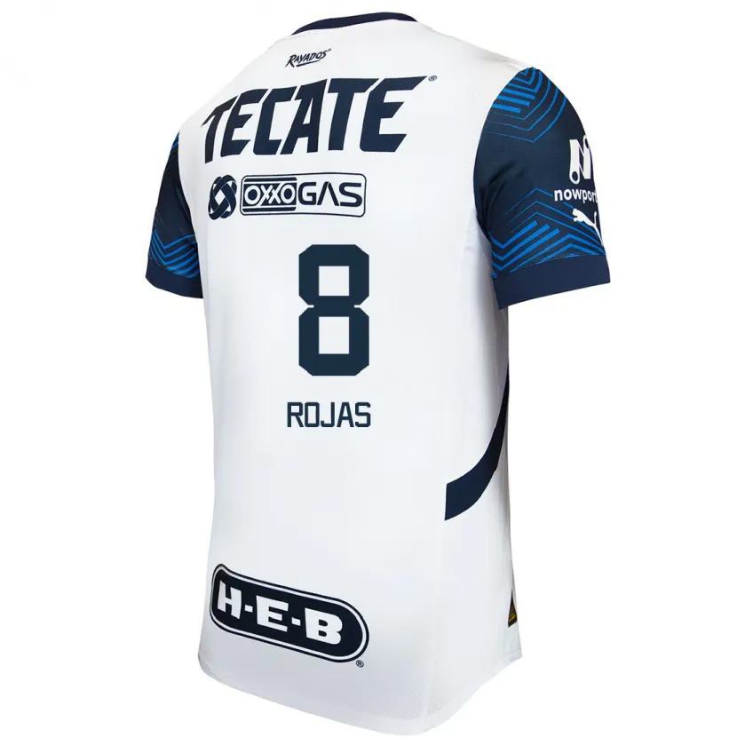 Danxen Donna Maglia Joao Rojas #8 Bianco Blu Kit Gara Away 2024/25 Maglietta