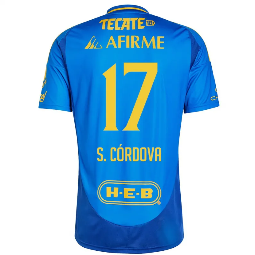 Danxen Donna Maglia Sebastián Córdova #17 Blu Giallo Kit Gara Away 2024/25 Maglietta