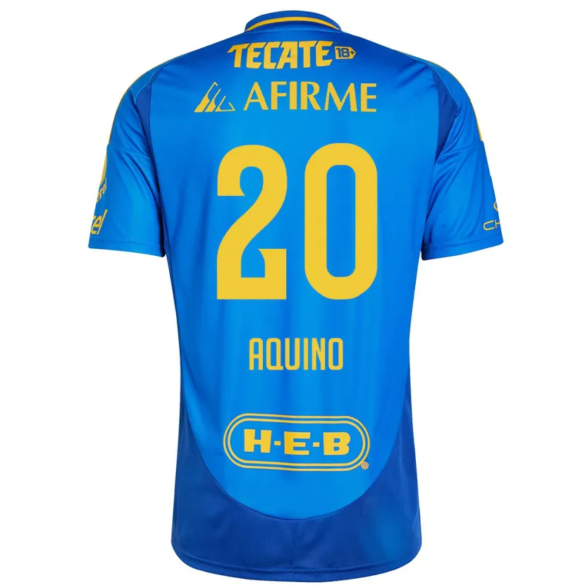 Danxen Donna Maglia Javier Aquino #20 Blu Giallo Kit Gara Away 2024/25 Maglietta