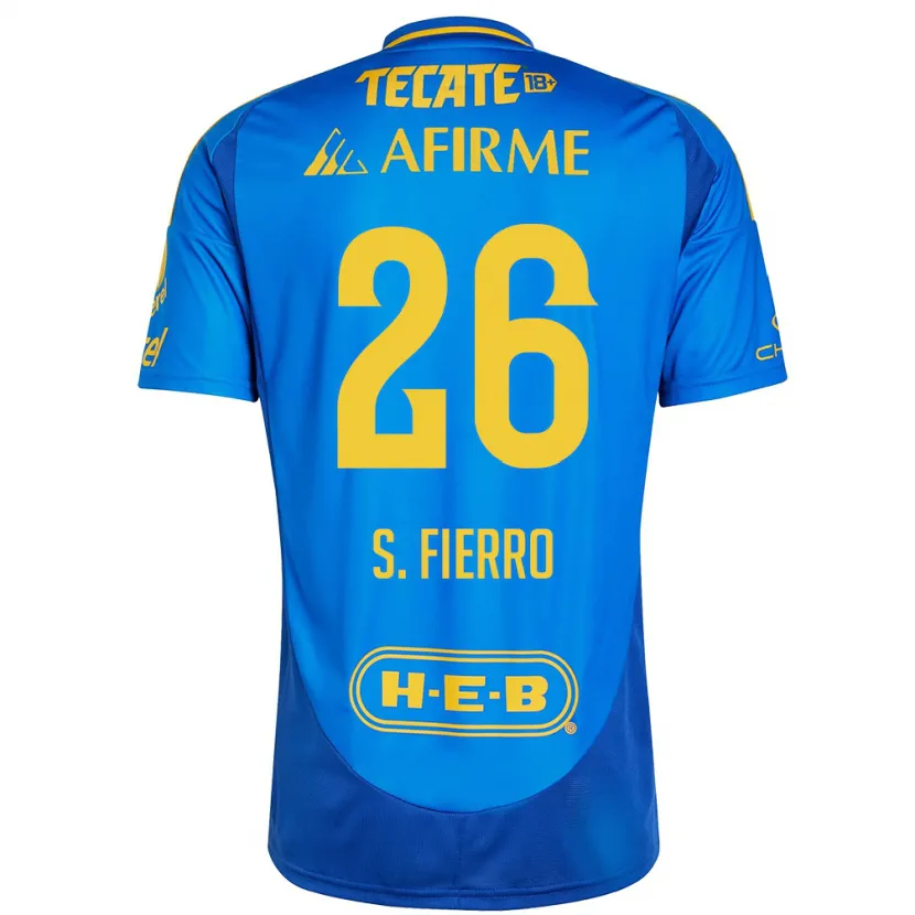Danxen Donna Maglia Sebastián Fierro #26 Blu Giallo Kit Gara Away 2024/25 Maglietta