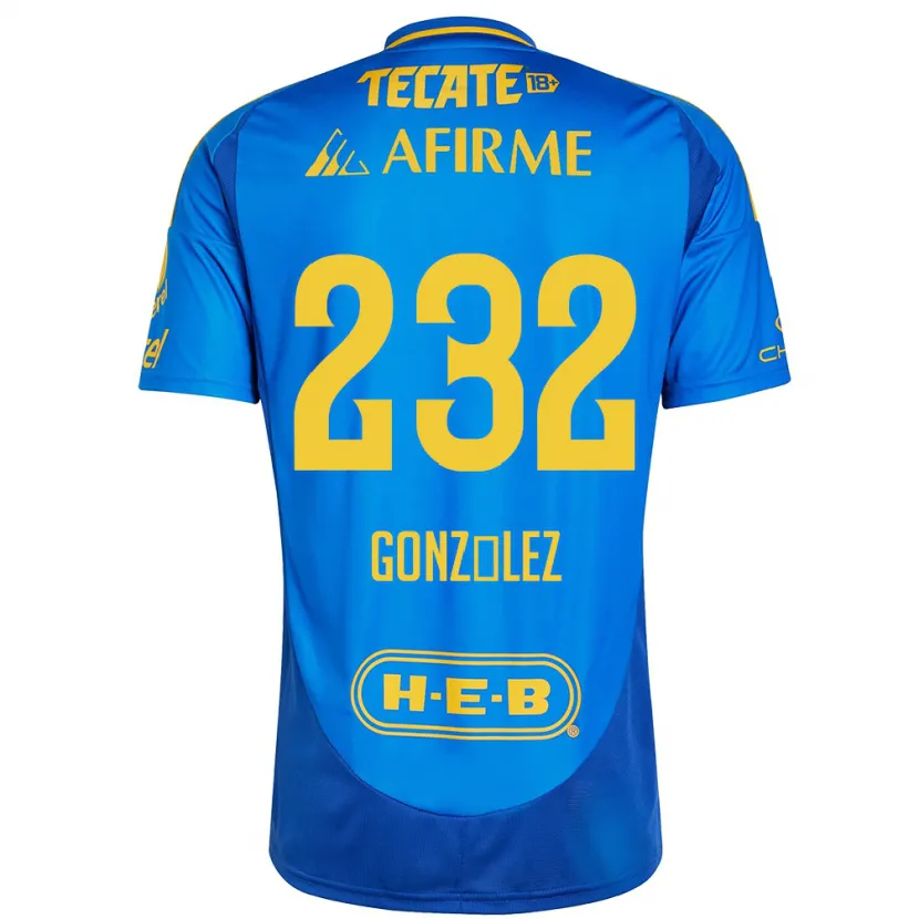 Danxen Donna Maglia César González #232 Blu Giallo Kit Gara Away 2024/25 Maglietta
