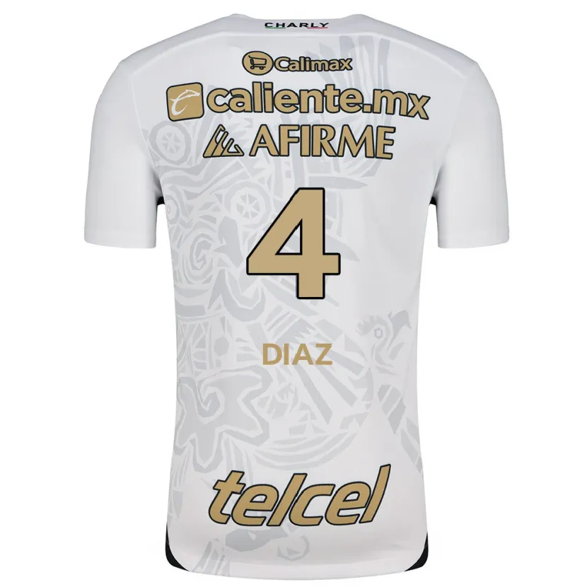 Danxen Donna Maglia Nicolás Díaz #4 Bianco Nero Kit Gara Away 2024/25 Maglietta