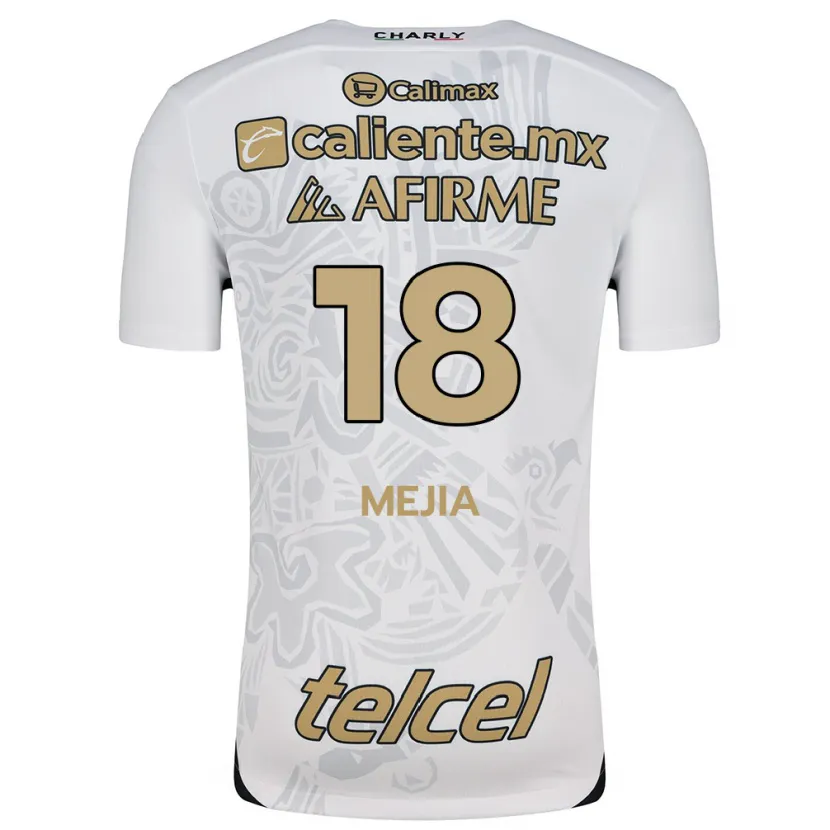 Danxen Donna Maglia Aarón Mejía #18 Bianco Nero Kit Gara Away 2024/25 Maglietta