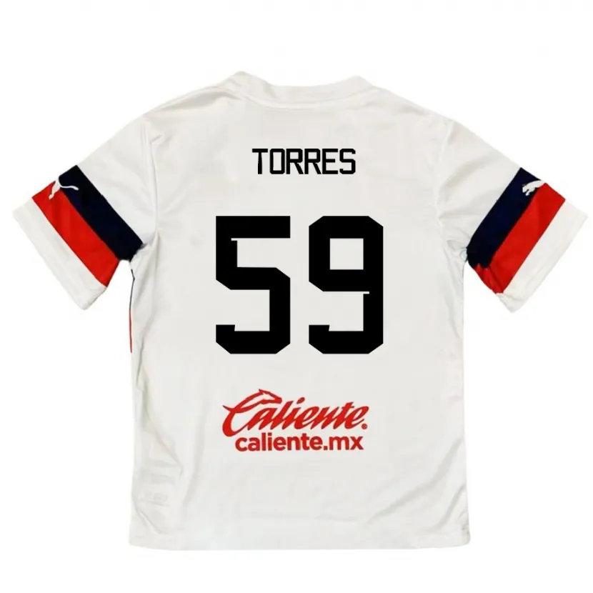 Danxen Donna Maglia Christian Torres #59 Bianco Rosso Kit Gara Away 2024/25 Maglietta