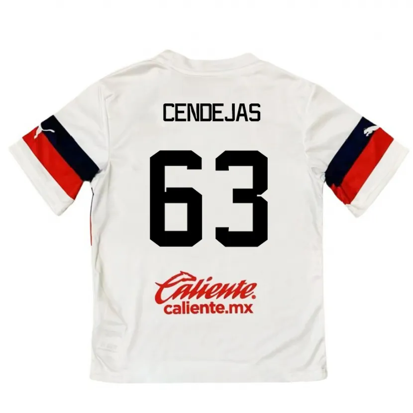Danxen Donna Maglia Matías Cendejas #63 Bianco Rosso Kit Gara Away 2024/25 Maglietta