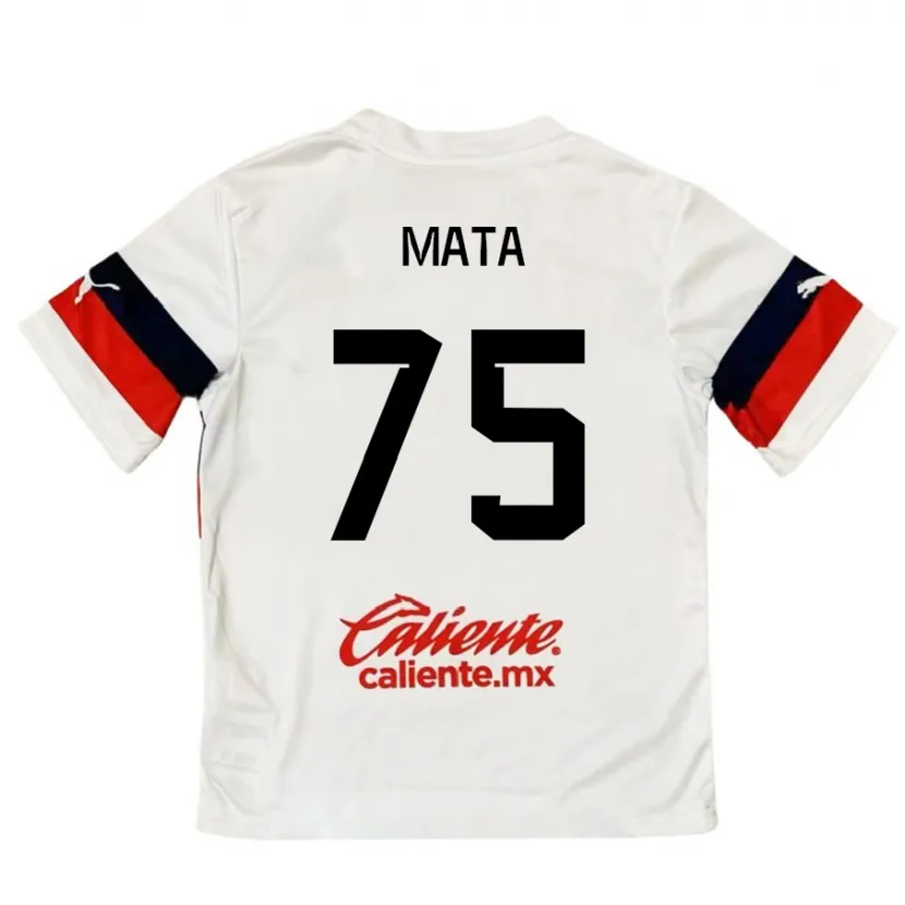 Danxen Donna Maglia Hugo Mata #75 Bianco Rosso Kit Gara Away 2024/25 Maglietta