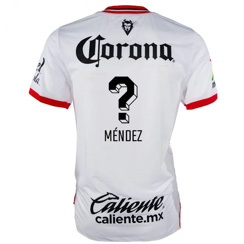 Danxen Donna Maglia Bruno Méndez #0 Bianco Rosso Kit Gara Away 2024/25 Maglietta