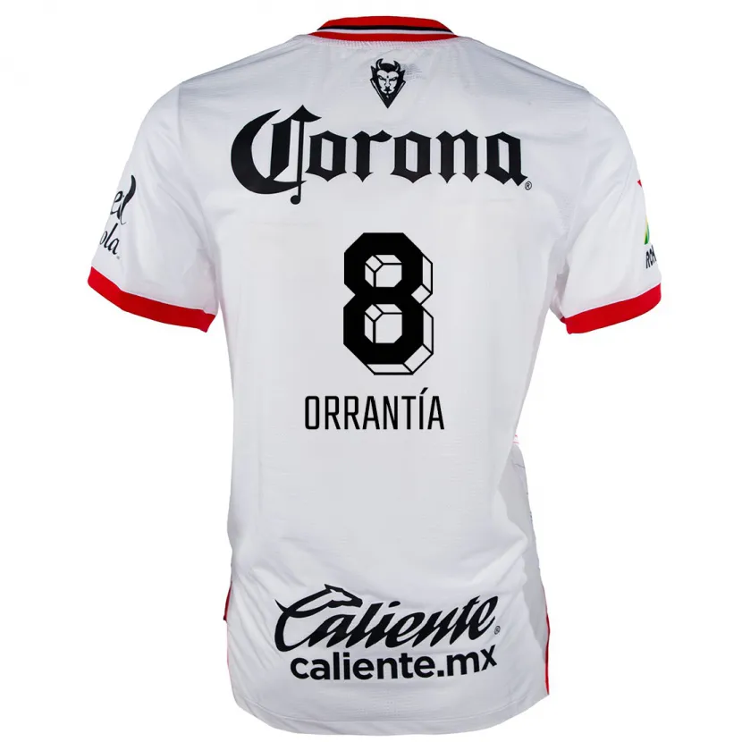 Danxen Donna Maglia Carlos Orrantía #8 Bianco Rosso Kit Gara Away 2024/25 Maglietta