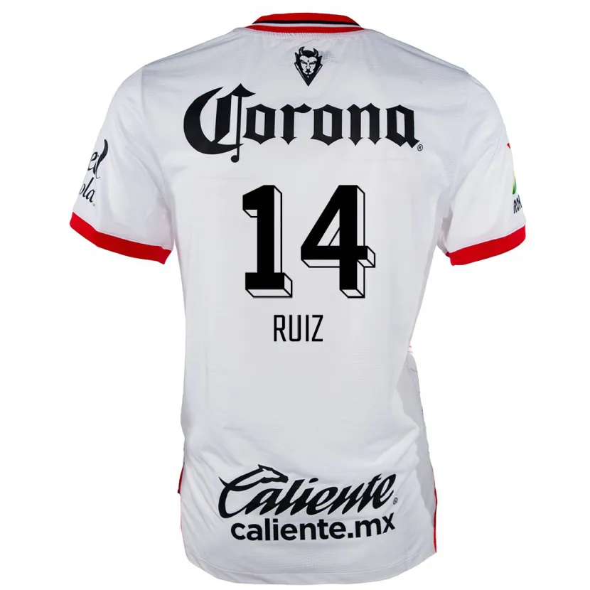 Danxen Donna Maglia Marcel Ruiz #14 Bianco Rosso Kit Gara Away 2024/25 Maglietta