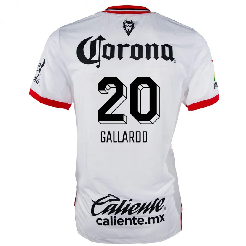 Danxen Donna Maglia Jesús Gallardo #20 Bianco Rosso Kit Gara Away 2024/25 Maglietta