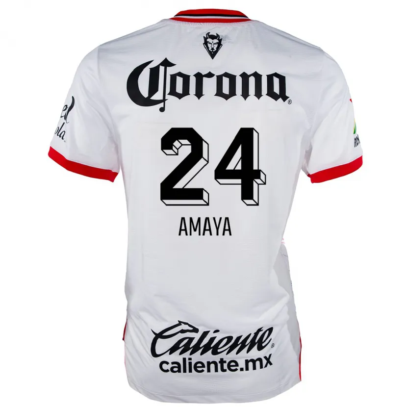 Danxen Donna Maglia Frankie Amaya #24 Bianco Rosso Kit Gara Away 2024/25 Maglietta
