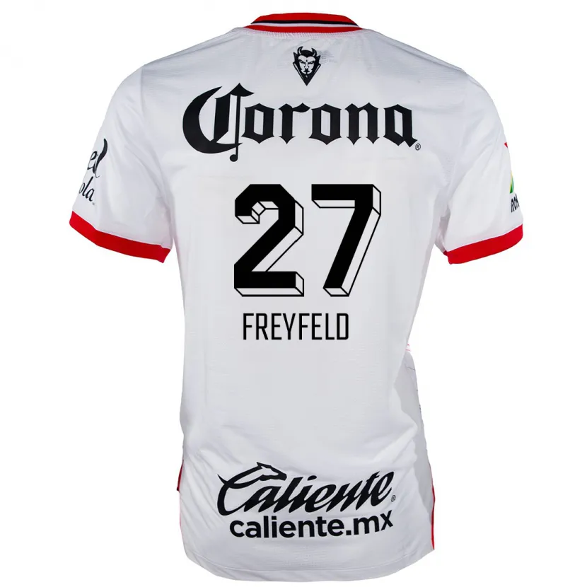 Danxen Donna Maglia Emiliano Freyfeld #27 Bianco Rosso Kit Gara Away 2024/25 Maglietta
