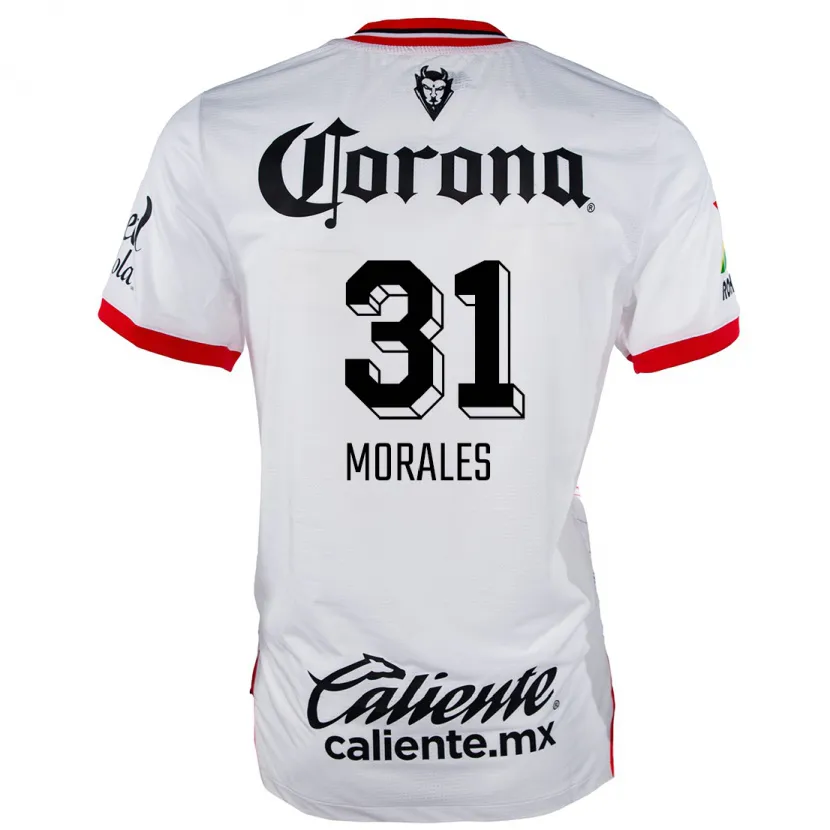 Danxen Donna Maglia Robert Morales #31 Bianco Rosso Kit Gara Away 2024/25 Maglietta