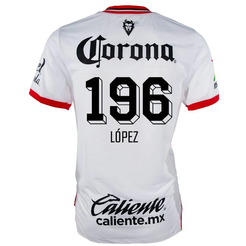 Danxen Donna Maglia Ethan López #196 Bianco Rosso Kit Gara Away 2024/25 Maglietta